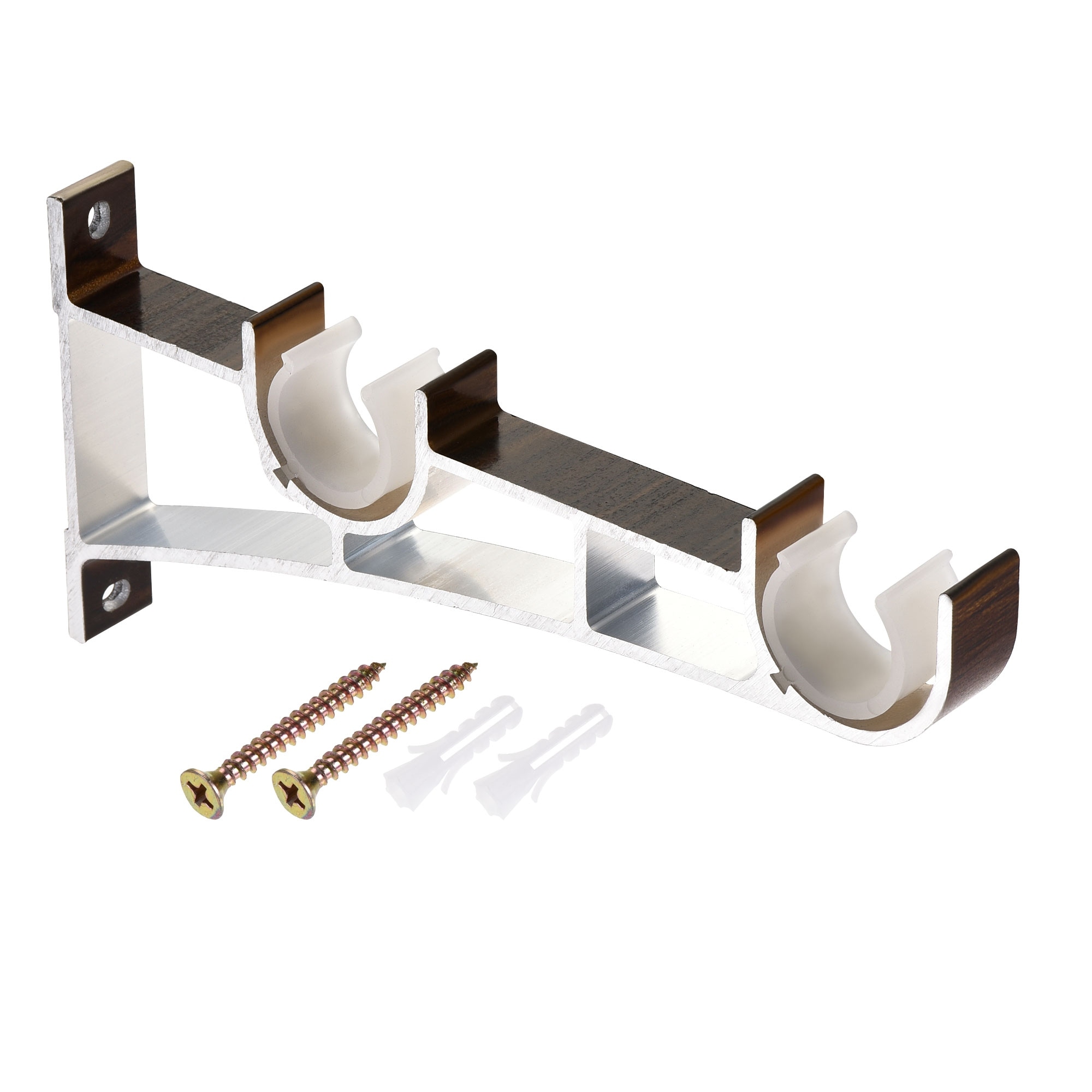 Curtain Rod Bracket, 4Pcs Double Curtain Rod Holder, Double Rod Brackets  Hooks for Living Room Bedroom Curtain Rods