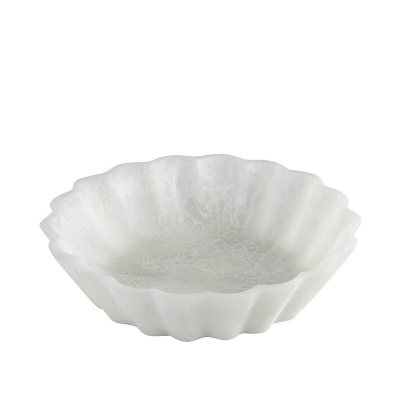 White Resin Flower Bowl Set of 2