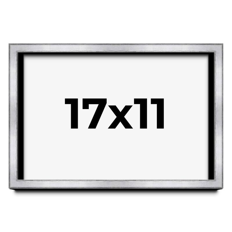 17x11 Shadow Box Frame Silver | 1.375 Inches Deep Real Wood