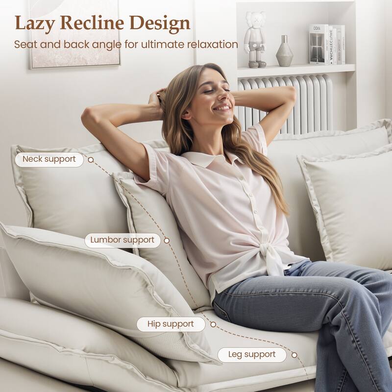 Pocassy Faux Leather Sectional Sofa Modular Couch Oversized Sofa