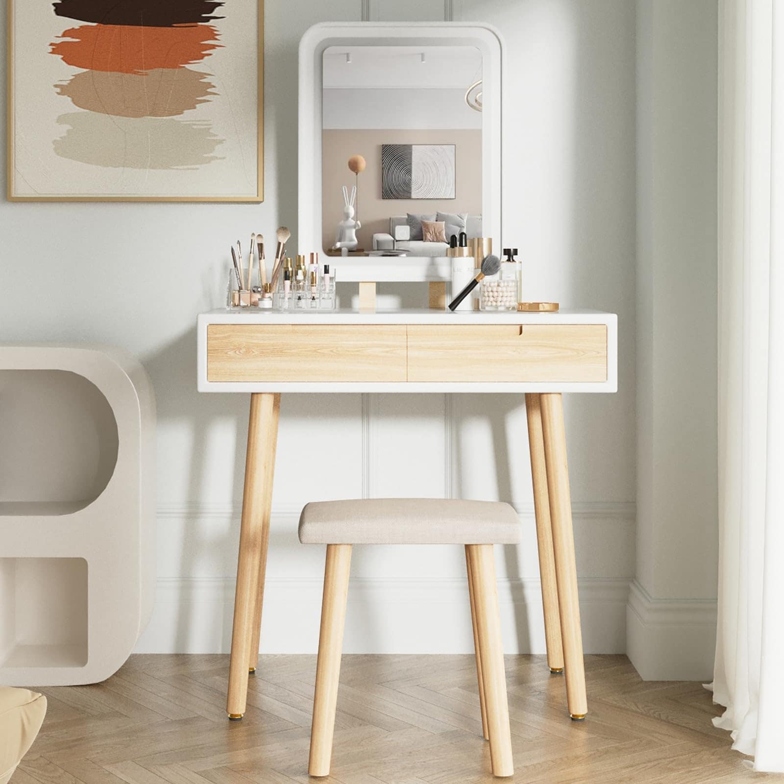Makeup Vanity Desk with Lights Small Vanity with Adjustable Brightness Mirror for Samll Spaces Vanity Desk with Drawers On Sale Bed Bath Beyond 41073518