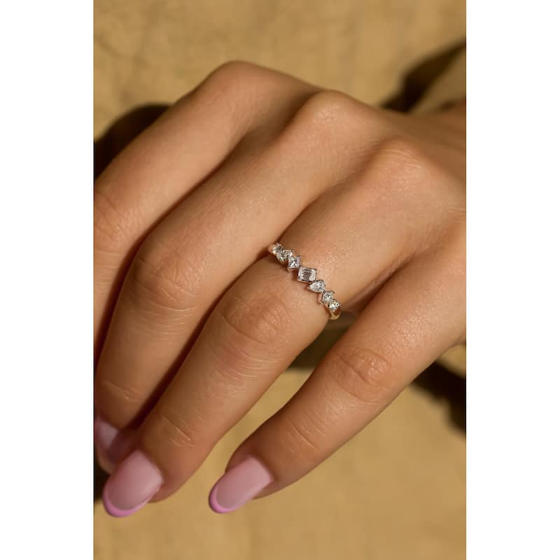 Kobelli 0.5 Carat Natural Diamond 10k Gold Mixy Diagonal Row Ring