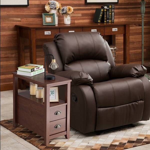 End Table With 2 Drawers And Shelf Space Saving Bedside Table Overstock 32027800