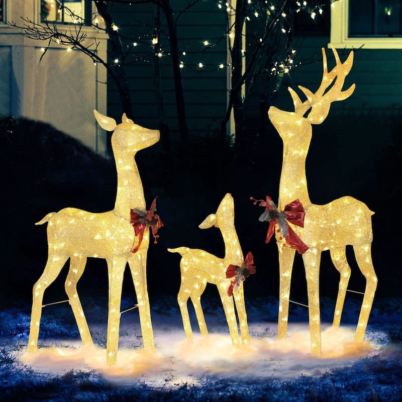VEIKOUS 4.5 ft. 3D LED Reindeer Family Christmas Holiday Yard Decoration