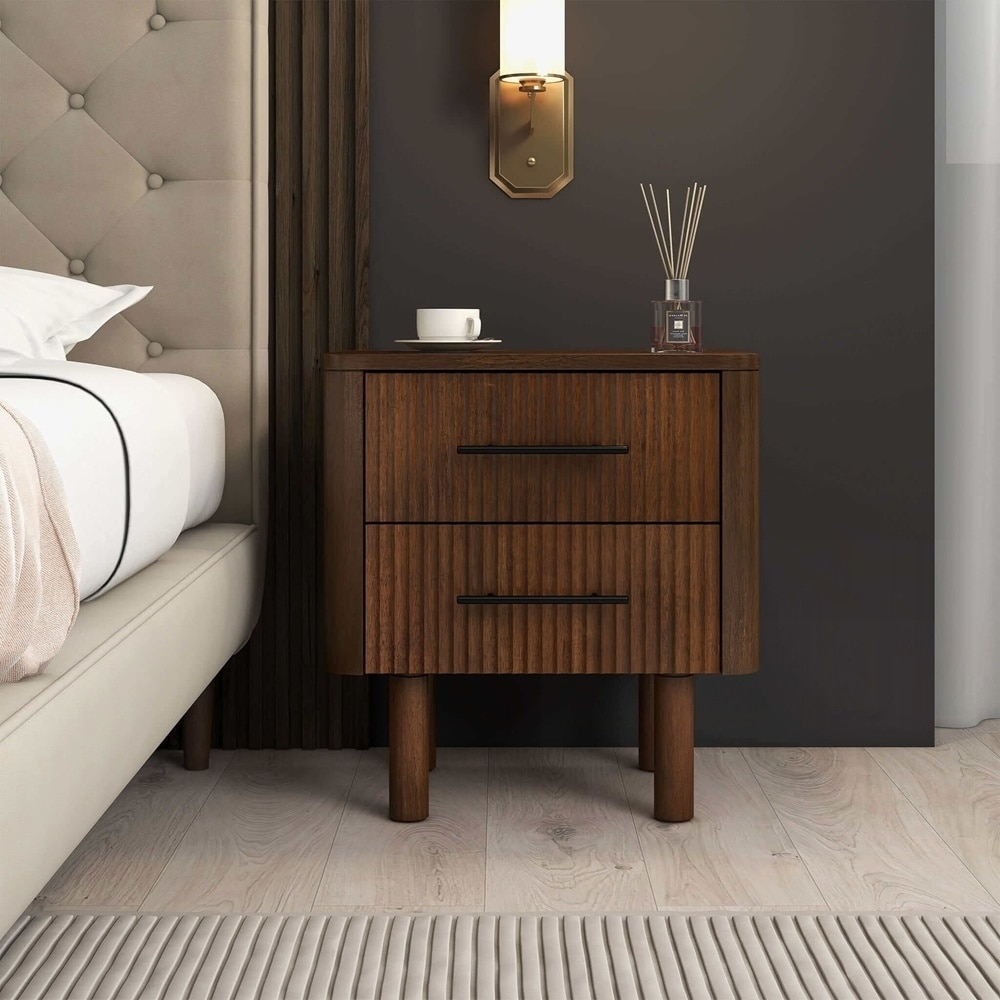 Mid Century Modern Nightstand Bed Side Tables With 2 Drawers
