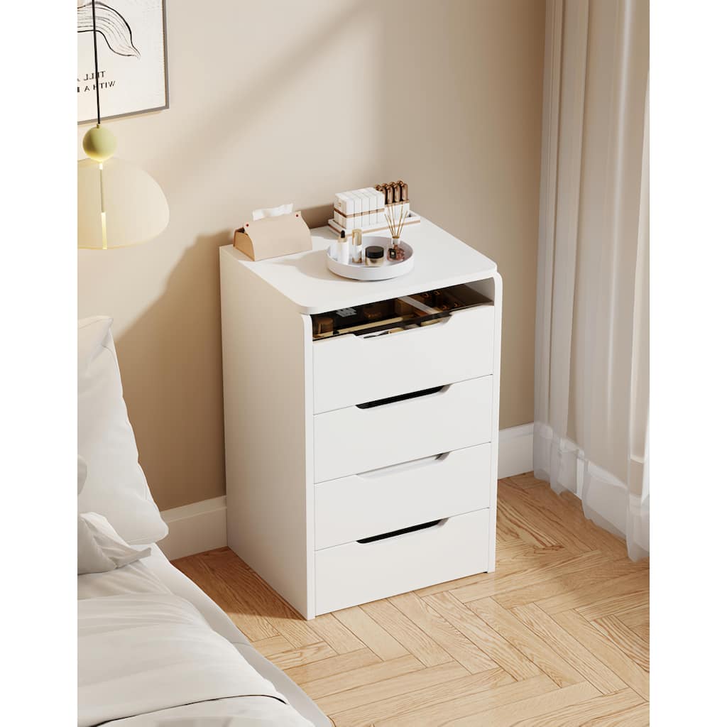 Anmytek White 3 in 1 Vanity Cabinet with Flip Mirror and Stool, Makeup Storage for Small Spaces