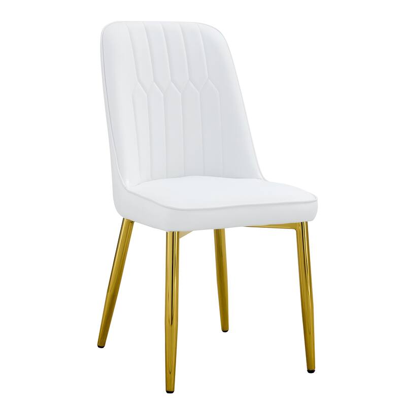 White Kitchen Chair Dining Chair Side Chair Vanity Chair Reception Chair Leather Chair with Metal Legs