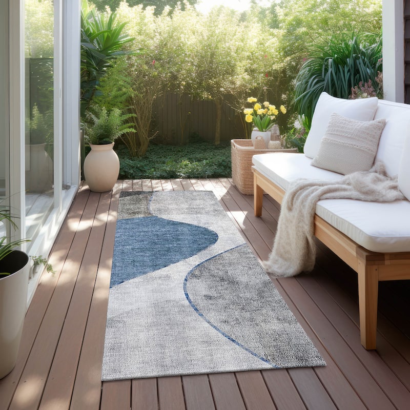 Machine Washable Indoor/ Outdoor Chantille Modern Abstract Rug