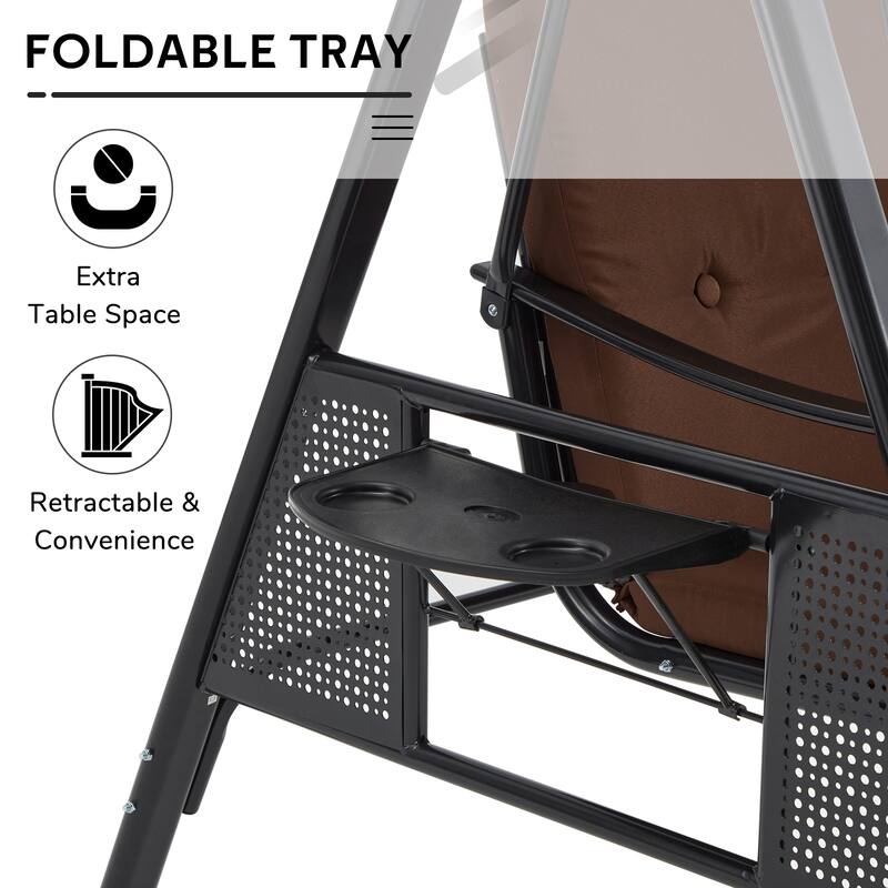 AECOJOY 3-Seat Porch Swing Chair, Patio Swing Chair w/ Cushions