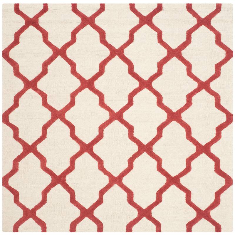 SAFAVIEH Handmade Cambridge Eirny Moroccan Trellis Wool Rug - 6' Square - Ivory/Rust