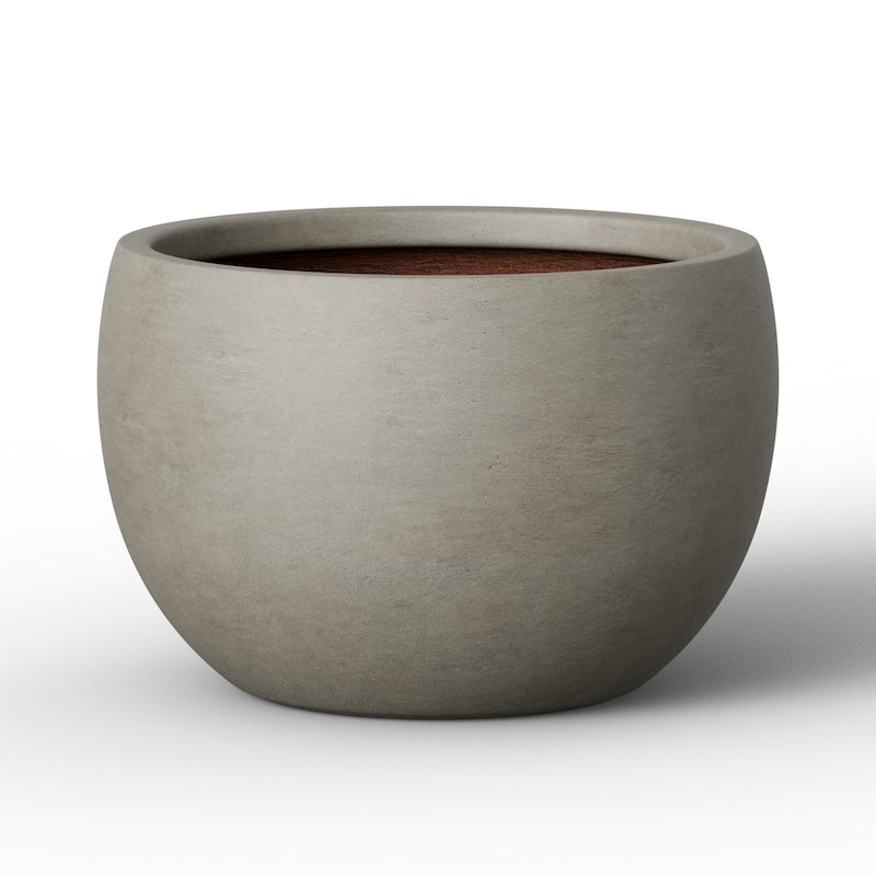 Concrete Round Planter with Enhanced Interior Outdoor Indoor Pot with Drainage Holes