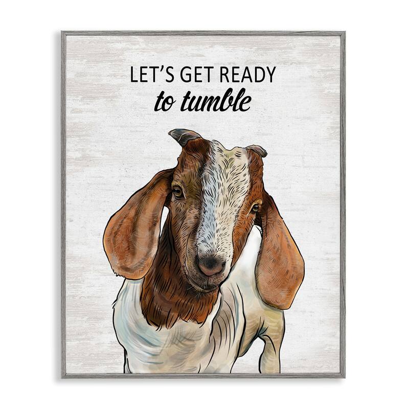 Stupell Ready To Tumble Laundry Goat Framed Giclee Art Design By Lettered and Lined - 24 x 30 - Grey