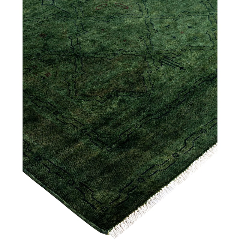 Overdyed One-of-a-Kind Hand-Knotted Area Rug - Green - 4' 0" x 6' 1"