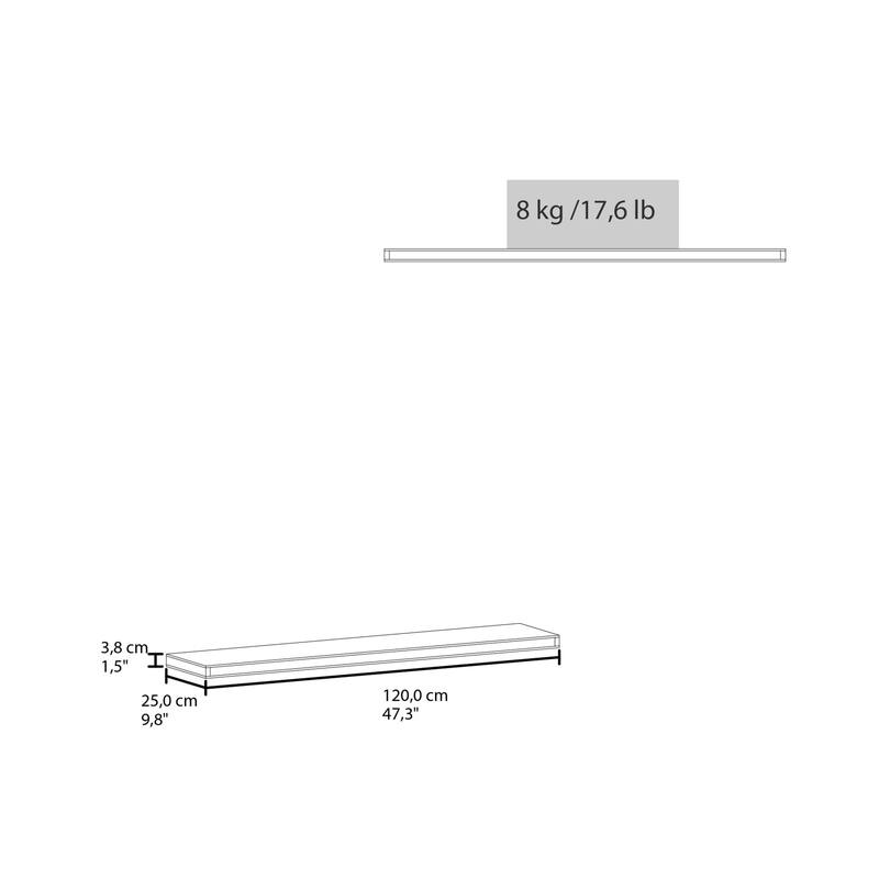 48-Inch Wall-Mounted Floating Shelf Two-Piece Set - N/A