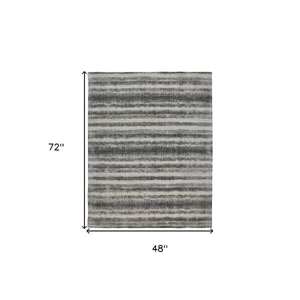 HomeRoots 4' X 6' Gray and Black Abstract Hand Woven Area Rug - 4' x 6 ...