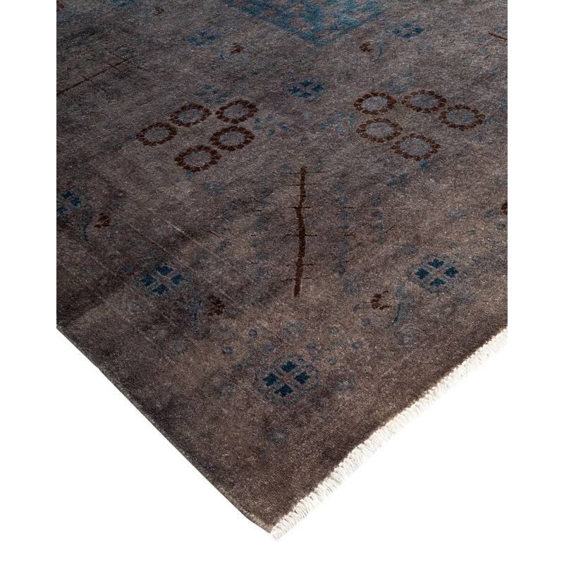 Overton Hand Knotted Wool Vintage Inspired Modern Contemporary Overdyed Gray Area Rug - 10' 3" x 13' 10"