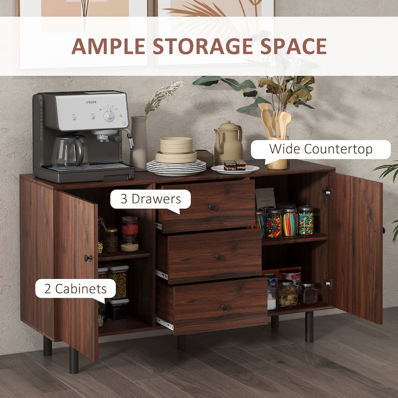 Sideboard with 2 Cupboards, 3 Drawers and Adjustable Shelves