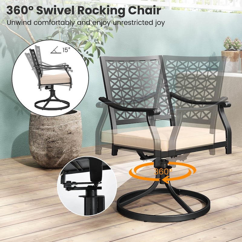 Costway 2 PCS Outdoor Swivel Chairs Patio Dining Chairs with Padded - See Details