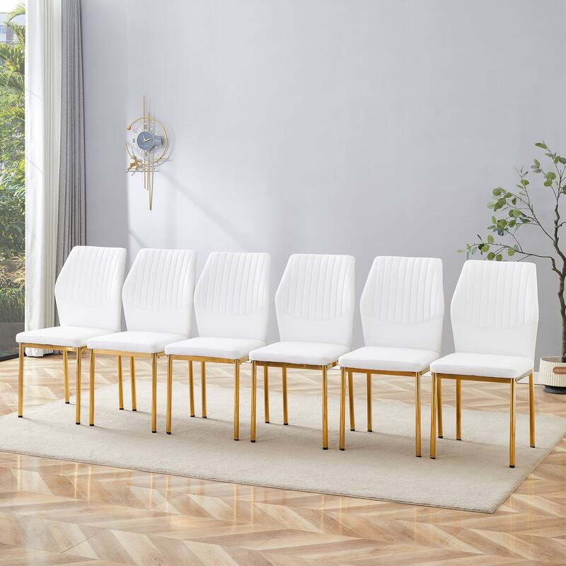 Set of 4 Vertical Stripe Design Dining Chair with Metal Leg Armless Chair Accent Chair Armless Chair for Dining Room