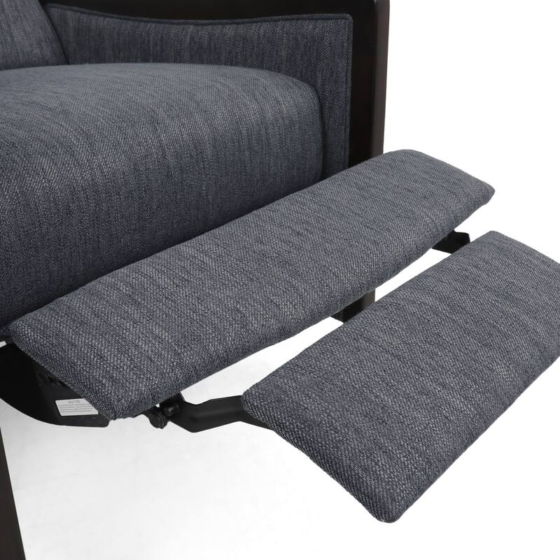 Mid-Century Upholstered Push-Back Recliner with Footrest and Birch Wood Frame