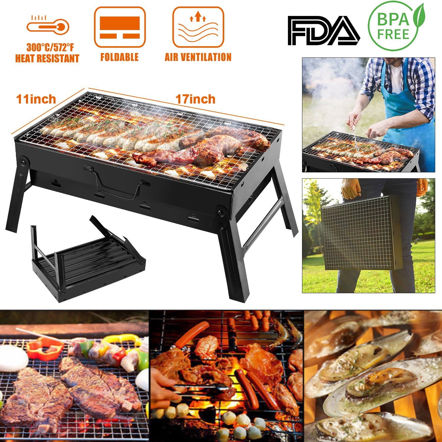 Portable barbecue foldable grill Metal