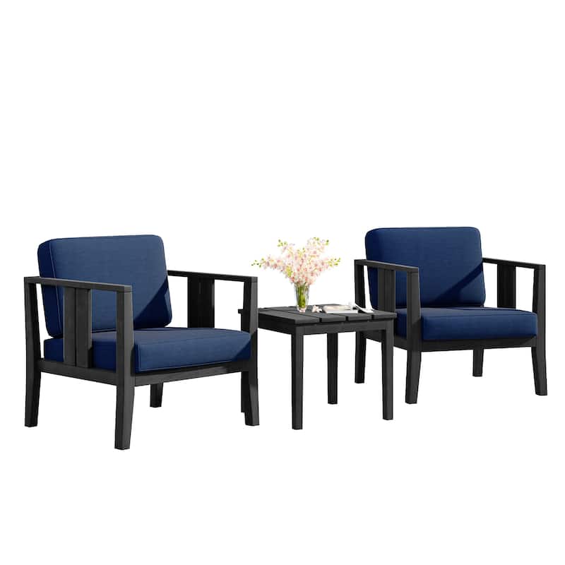 Uixe 3-piece Teak Solid Wood Outdoor Arm Chairs with Side Table Set