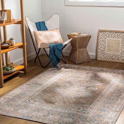 Livabliss Markus Persian Medallion Printed Machine Washable Area Rug