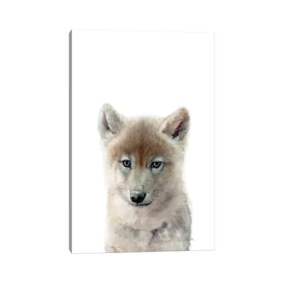 iCanvas "Baby Wolf" by Watercolor Luv Canvas Print