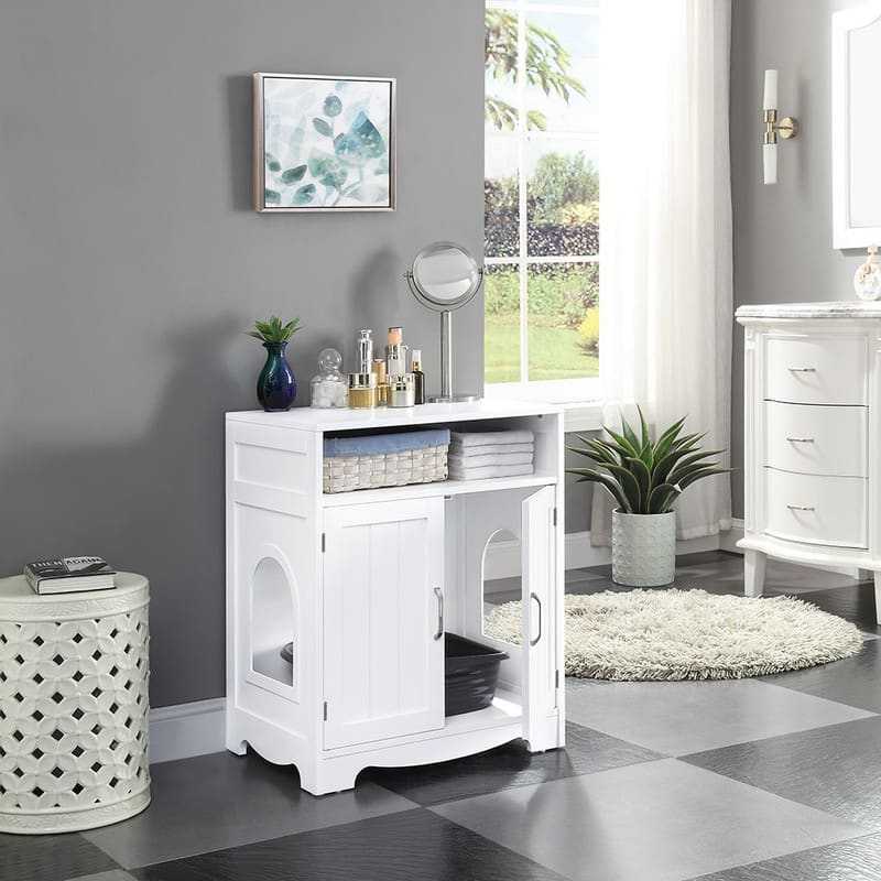 beeNbkks Cat Litter Box Enclosure Cat Washroom with 2 Entrances
