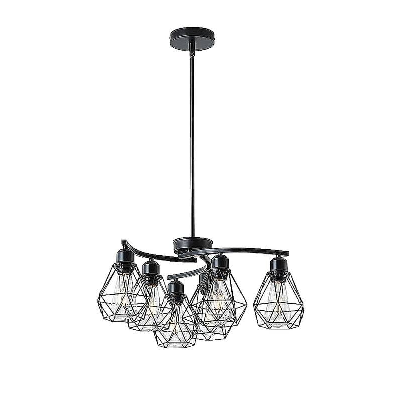 6 Light bulb light black light kitchen metal pendant light