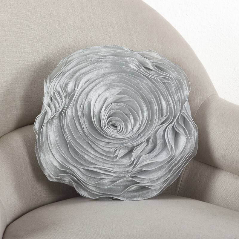 Rose Design Throw Pillow - Silver - 16"x16"