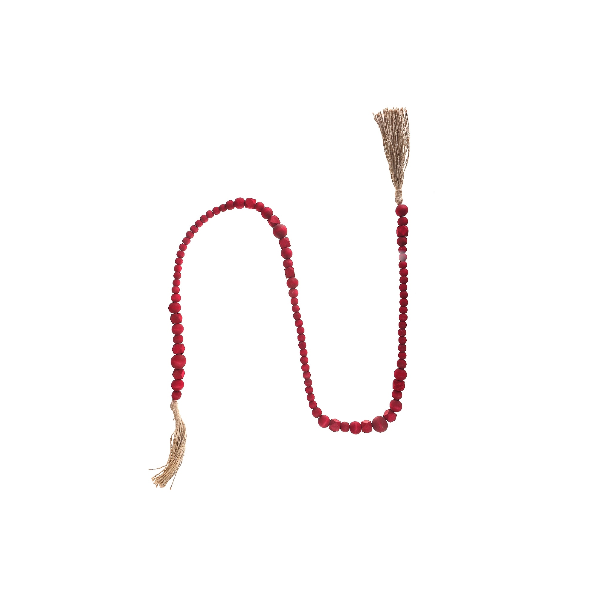 Wood Beaded Garland With Tassels (Red) 36112676