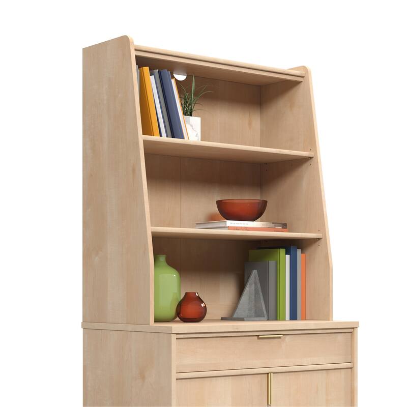 Wood Library Hutch with Adjustable Shelves, Brown - 29.37" W x 14.49" D x 34.21" H
