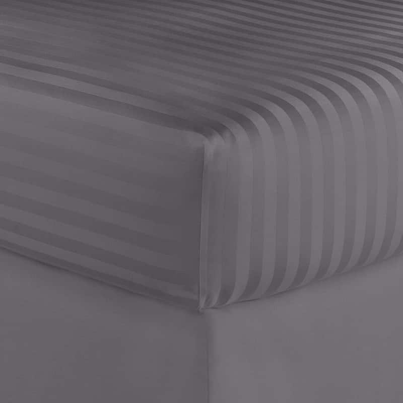 Home Sweet Home Dream Striped 1200 TC Egyptian Cotton Deep Pocket Bed Sheet Set - Grey - Queen