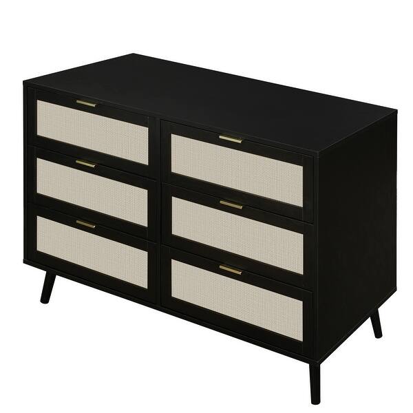 princess polly baby blue dress Modern 6 Drawer Dresser Wood Cabinet (Black), Engineered Rattan & Pine  Legs, Scratch-Resistant, Anti-Tipping Design - Bed Bath & Beyond