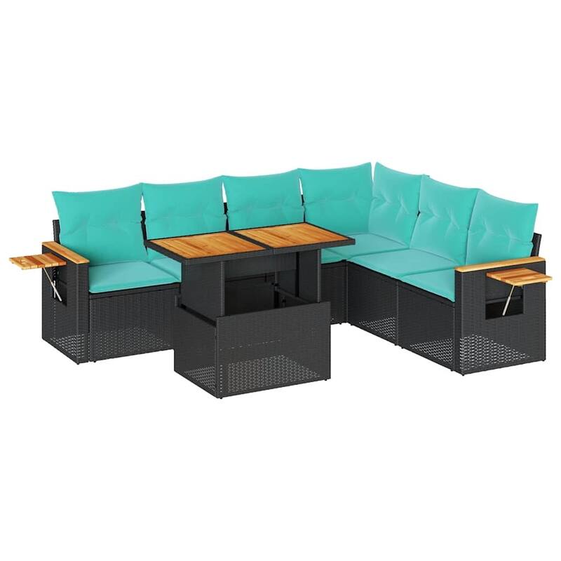 vidaXL Patio Sofa Set with Cushions Outdoor Furniture 6/7 Piece Poly Rattan