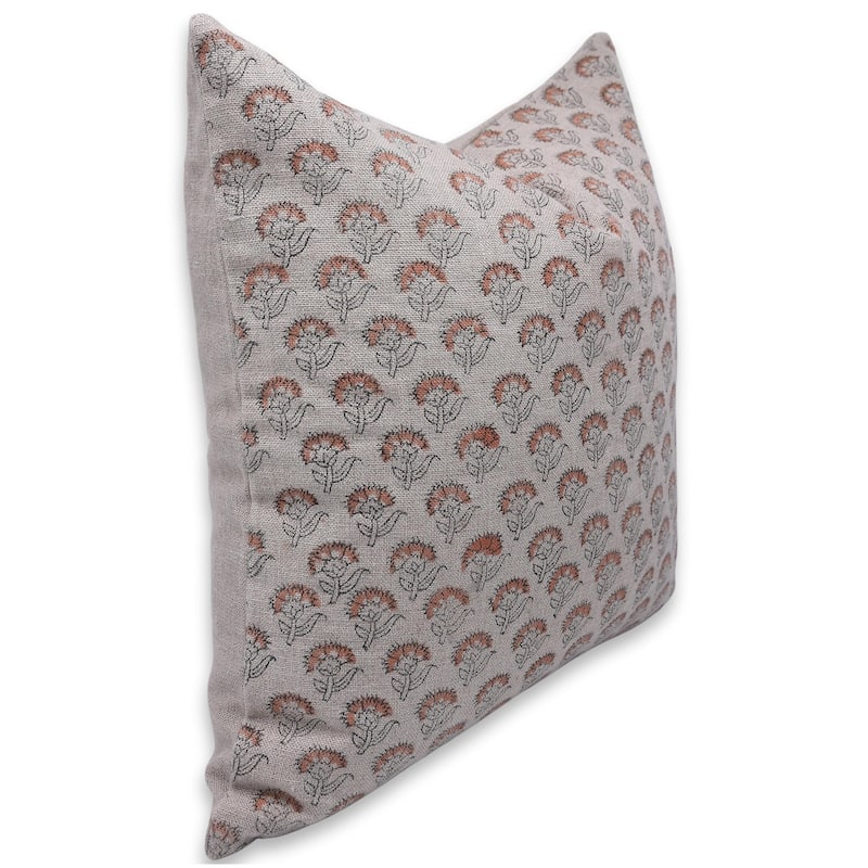 Linen Square Block print pillow Cover - Juju Flower