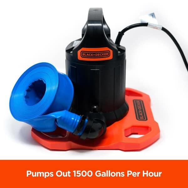 Black+Decker 1500 GPH Submersible Manual Pool Cover Pump with