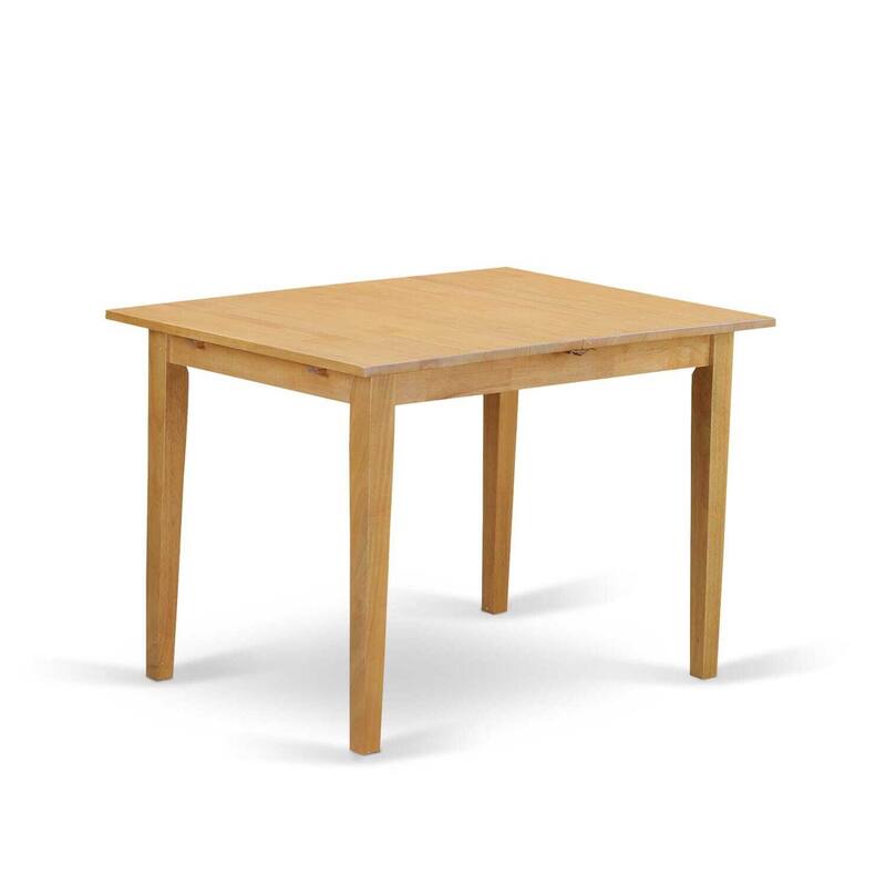 HomeStock 3-Pc Natural Brown Oak Finish Rectangular Solid Wood Top with Butterfly Leaf Dining Table Set