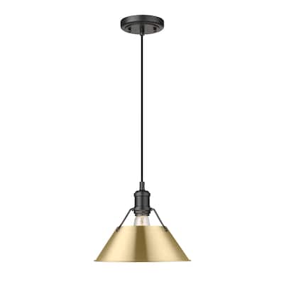 Orwell 10" Wide Medium Pendant in Matte Black with Brushed Champagne Bronze
