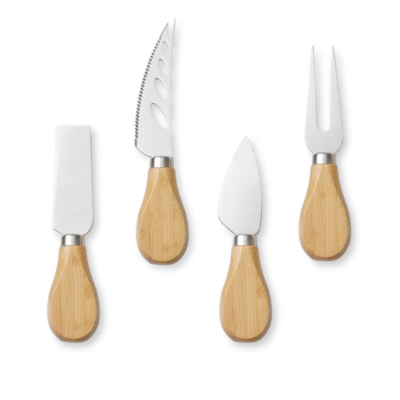 Bamboo Cheese Board and Knife Set with Slate Center - Large
