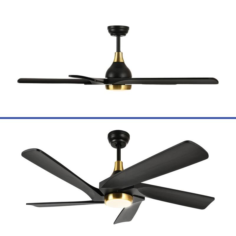 52" Ceiling Fan Lights With Remote Control and 5 Solid Wood Blades