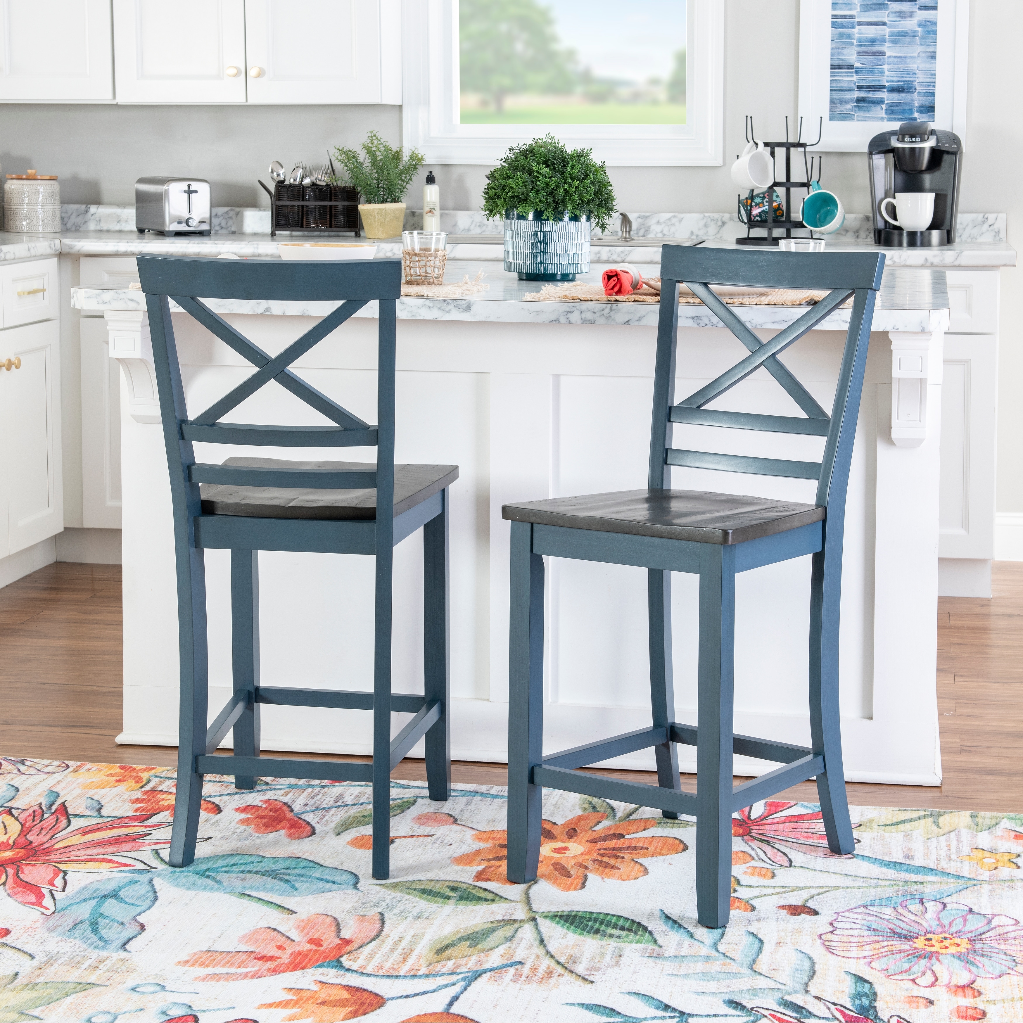 Blue counter height bar stools discount