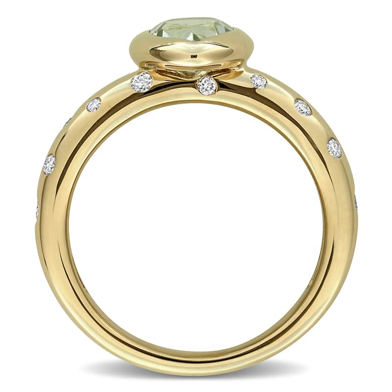 Miadora Gemstone and 1/4ct TDW Diamond Ring in 10k Yellow Gold