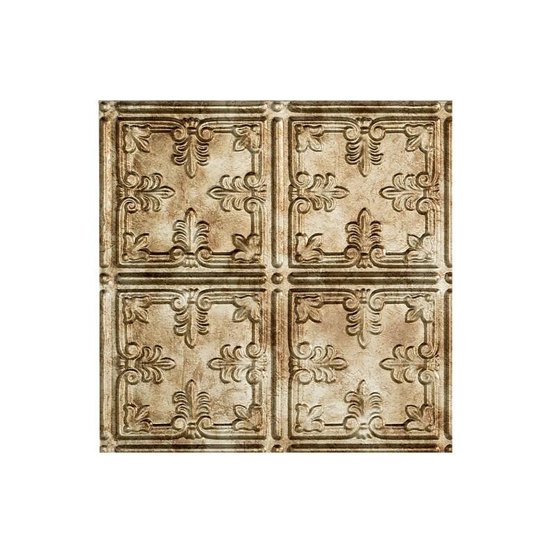 FASÄDE Traditional Style 10 Decorative Vinyl 2ft x 2ft Lay in Ceiling Panel in Bermuda Bronze (5 Pack) - 12in x 12in Sample - Bermuda Bronze