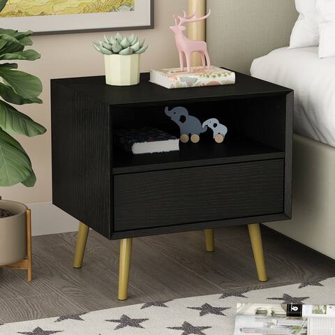 Kerrogee 1-Drawer Nightstand with Shelf (Pop-out Drawer)