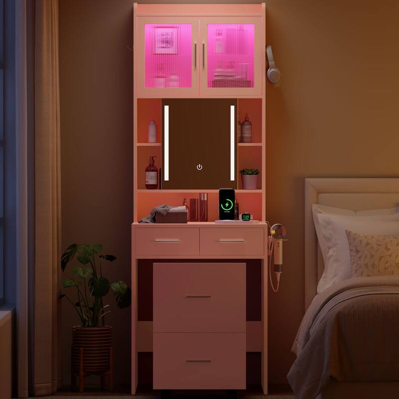 Particle Board with Textured Melamine Finish, 3-Drawer 2-Door Dressing Table Set