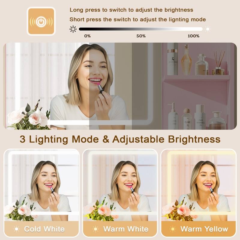 Modern Vanity Sets(1+1) with Smart LED Mirror,Large Storage,MDF Construction
