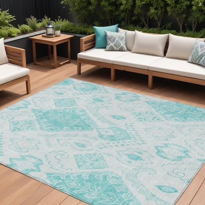 HomeRoots Moroccan Transitional Rectangle Outdoor Rug