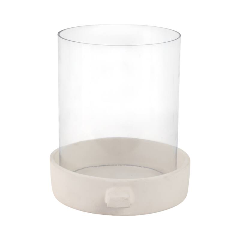 Modern Glass Hurricane Candle Holder with Terracotta Base - 10"